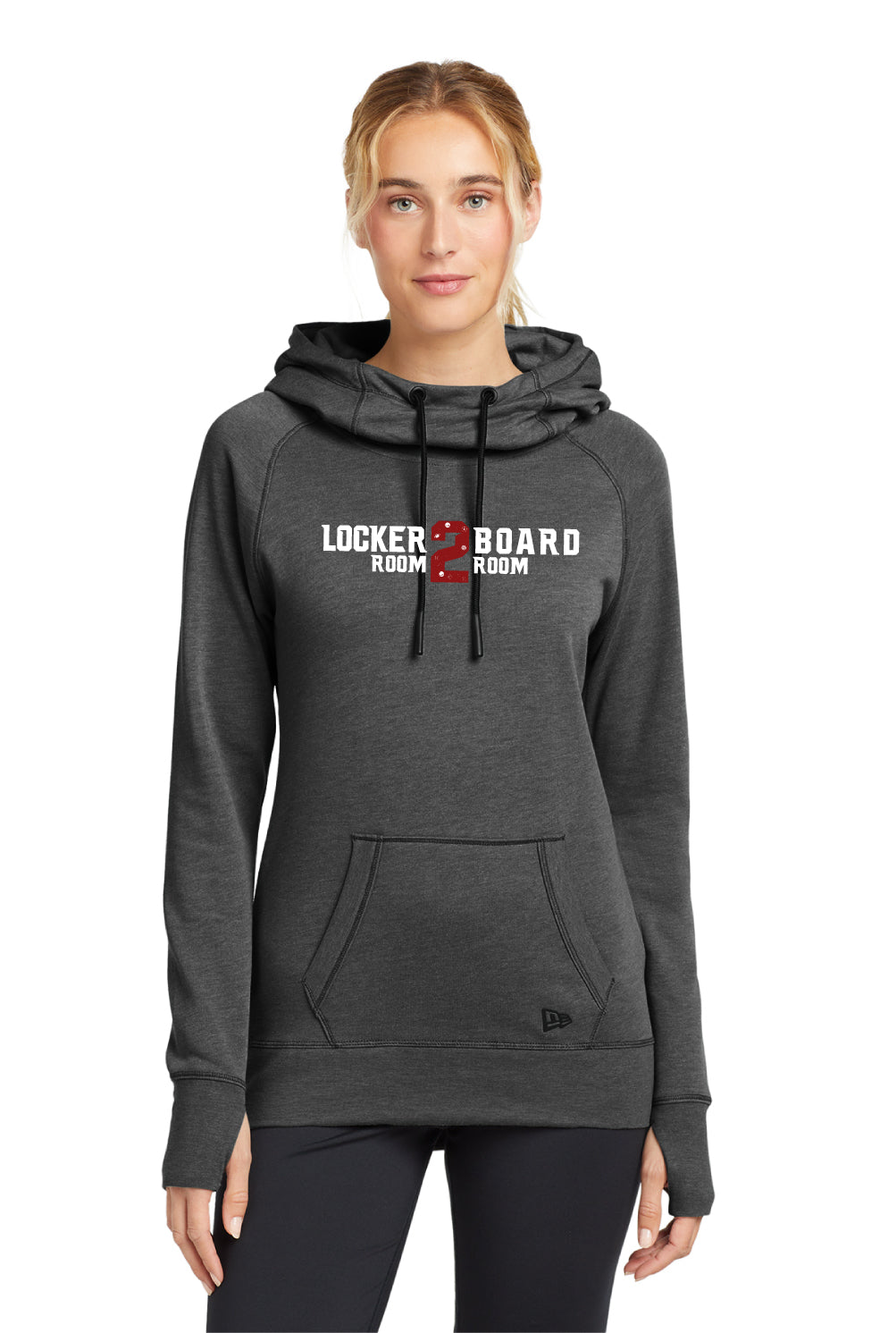 LR2BR- Womens New Era Triblend Hoodie- Crimson Logo