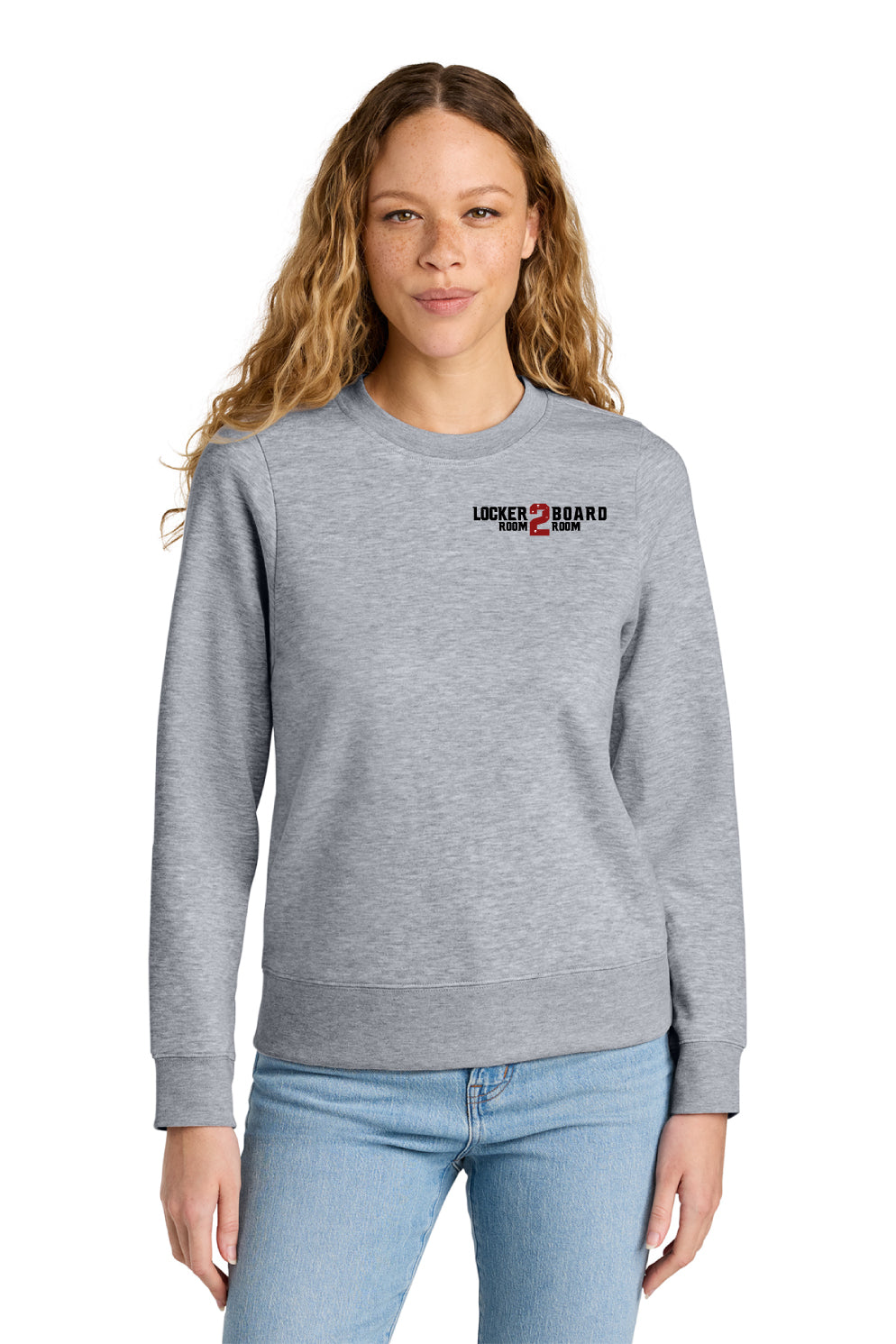 LR2BR- Womens Crew Sweatshirt- Red Logo