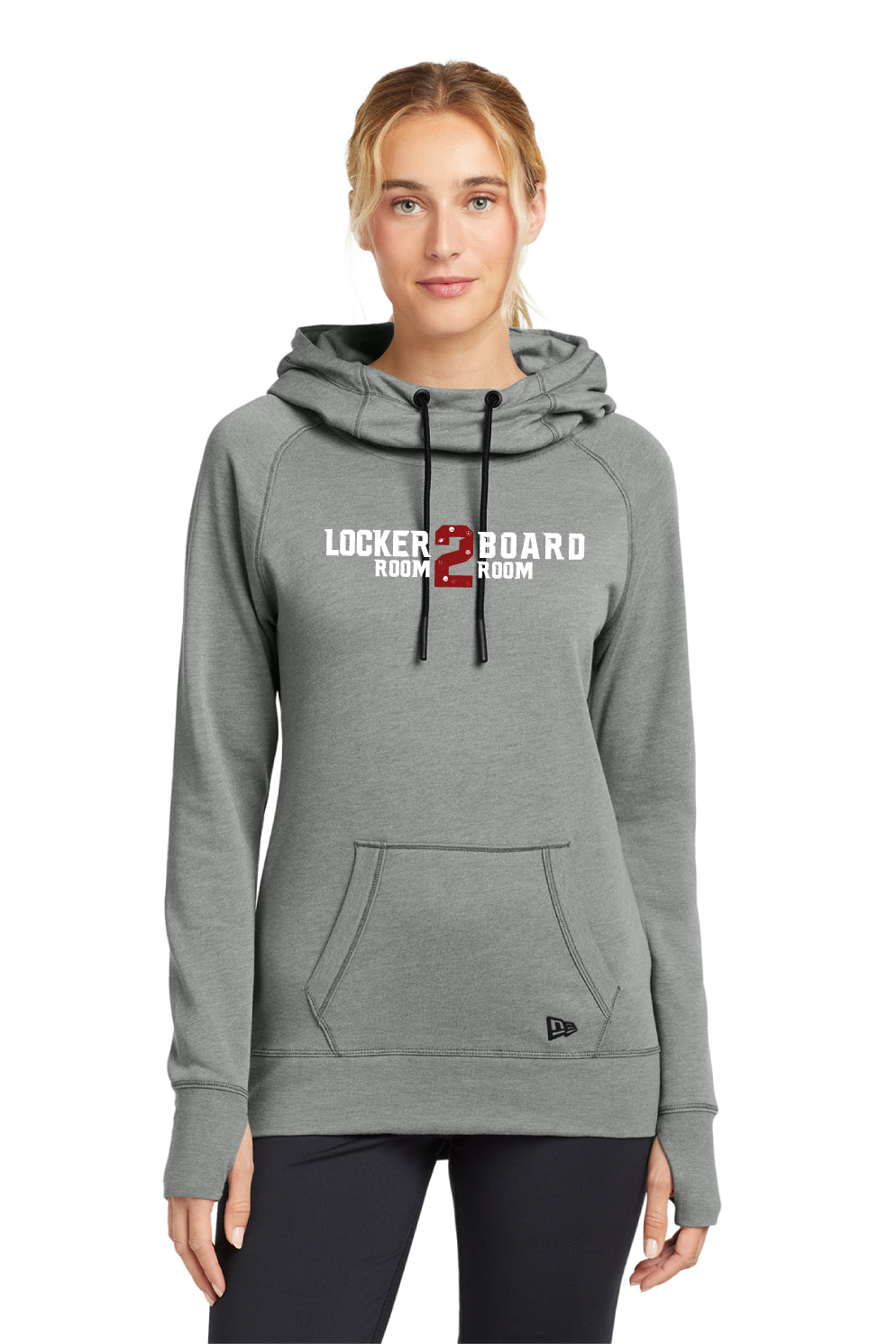 LR2BR- Womens New Era Triblend Hoodie- Crimson Logo