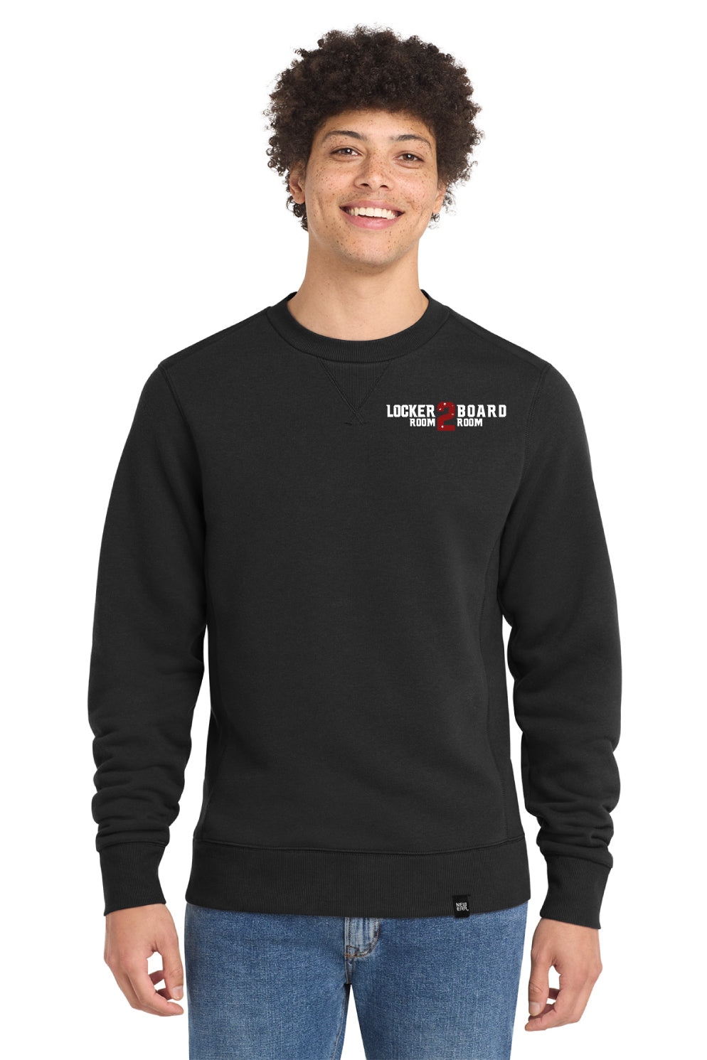 LR2BR- Mens New Era Crew Sweatshirt- Red Logo